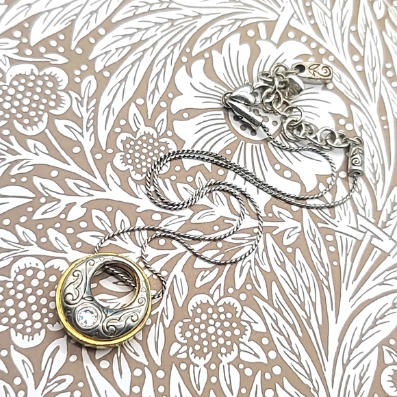 Brighton "ARIES Collection" Two-Tone Swarovski Crystal & Scrollwork Pendant Neck - Picture 2 of 15